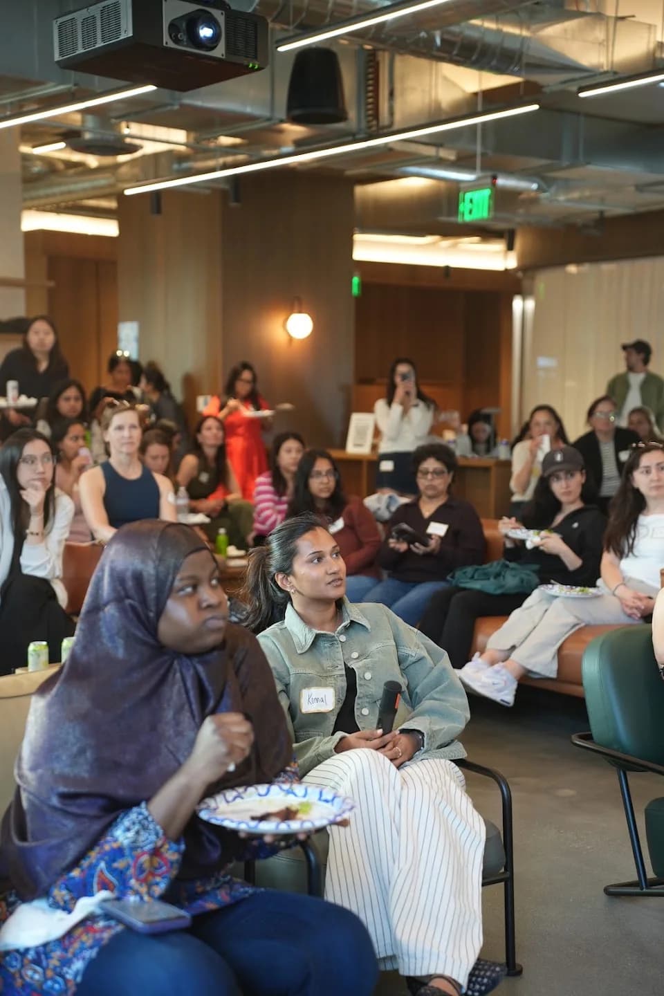 Founders gathered for demos and discussion at AI Valley x FoundHers Female Founder Demo and Mixer - AI Valley community event